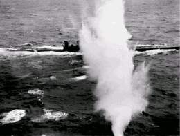 U-boat under aircaft attack
