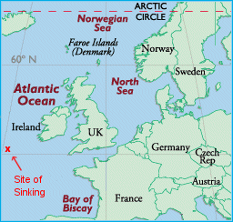 Wreck site of HMS Courageous