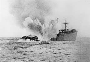 Merchant being shelled by a u-boat