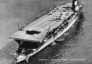 British aircraft carrier, HMS Courageous.