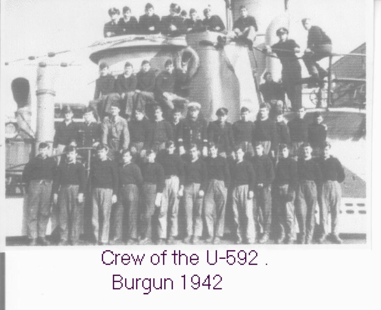 Crewmen of the U-592 in Burgun, 1942. With thanks to Gerard Walker.