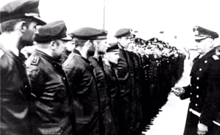 ADMIRAL KARL DOEINTZ WITH U-BOAT CREW.