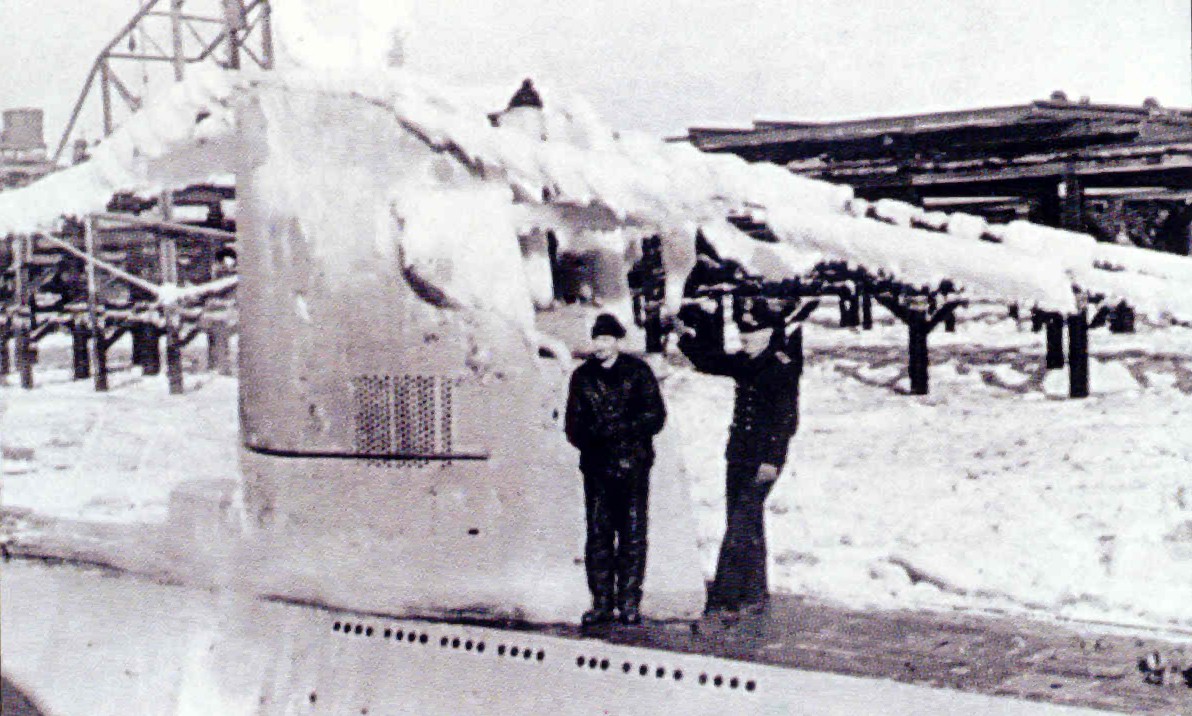 U-10, a Type IIB u-boat covered in ice.