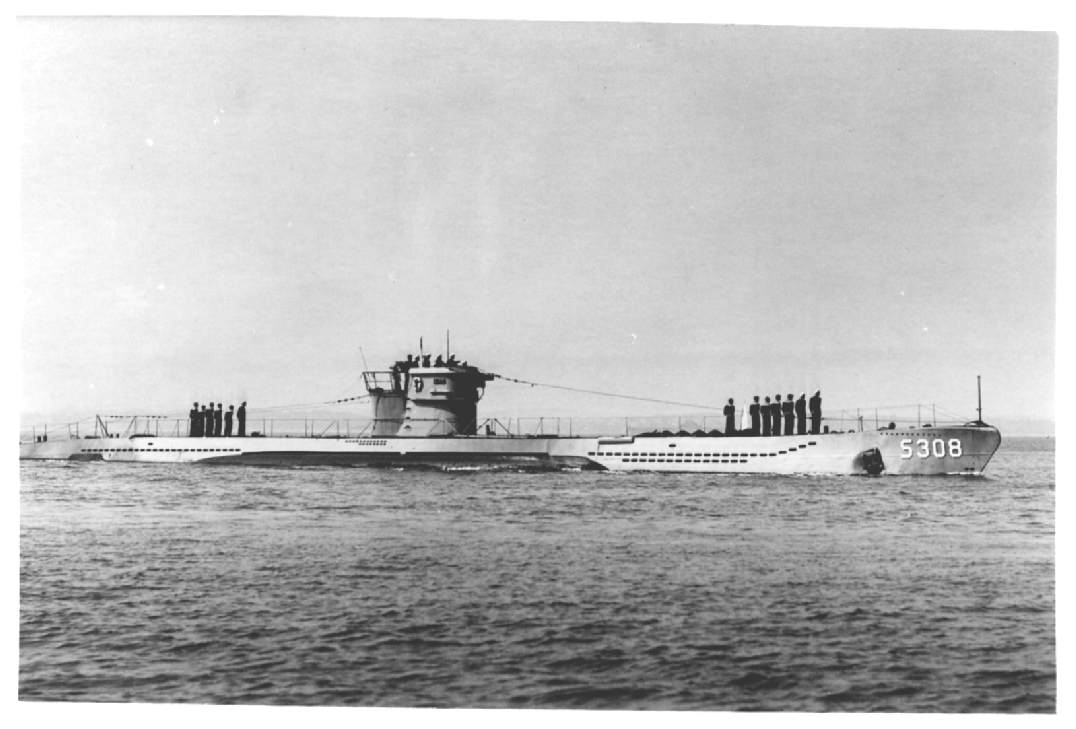 Type VII u-boat sporting the early bridge design. This one is labelled S308, probably...