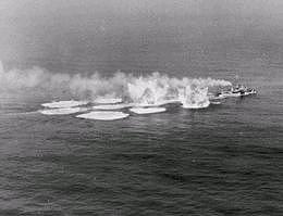 Destroyer laying depth charges